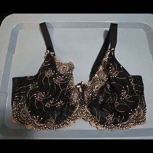 Fit Fully Yours Bra 42G Ca 55412 Black Rose Gold Lace Underwire